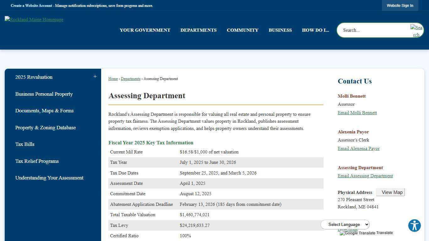 Assessing Department Rockland, ME
